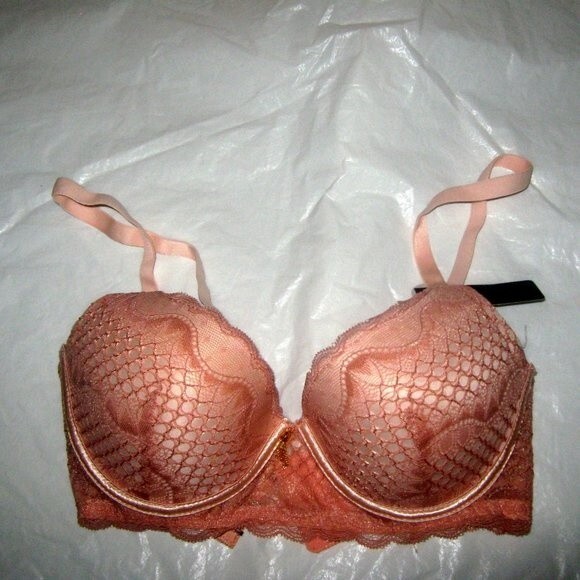 Youmita 34B Muted Clay 2tone geo lace bra w/underwire NWT - Picture 2 of 8